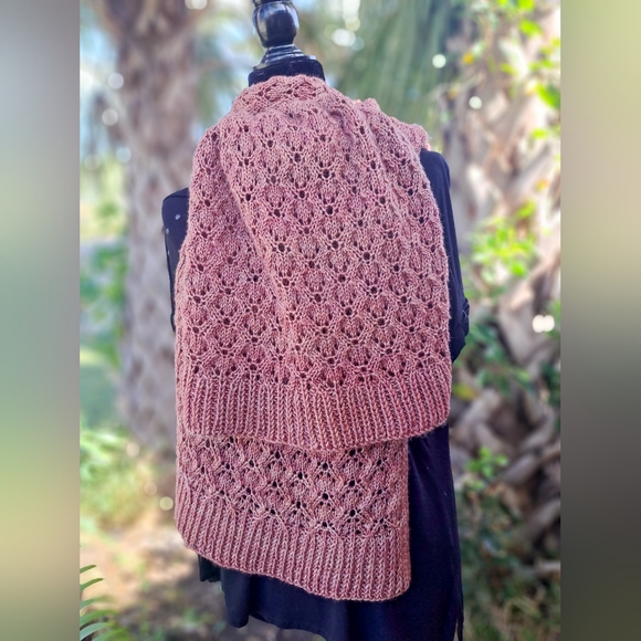 Hand Crafted OOAK Classic Exquisite Contemporary Wool Rosewood Knit Scarf - Picture 16 of 16